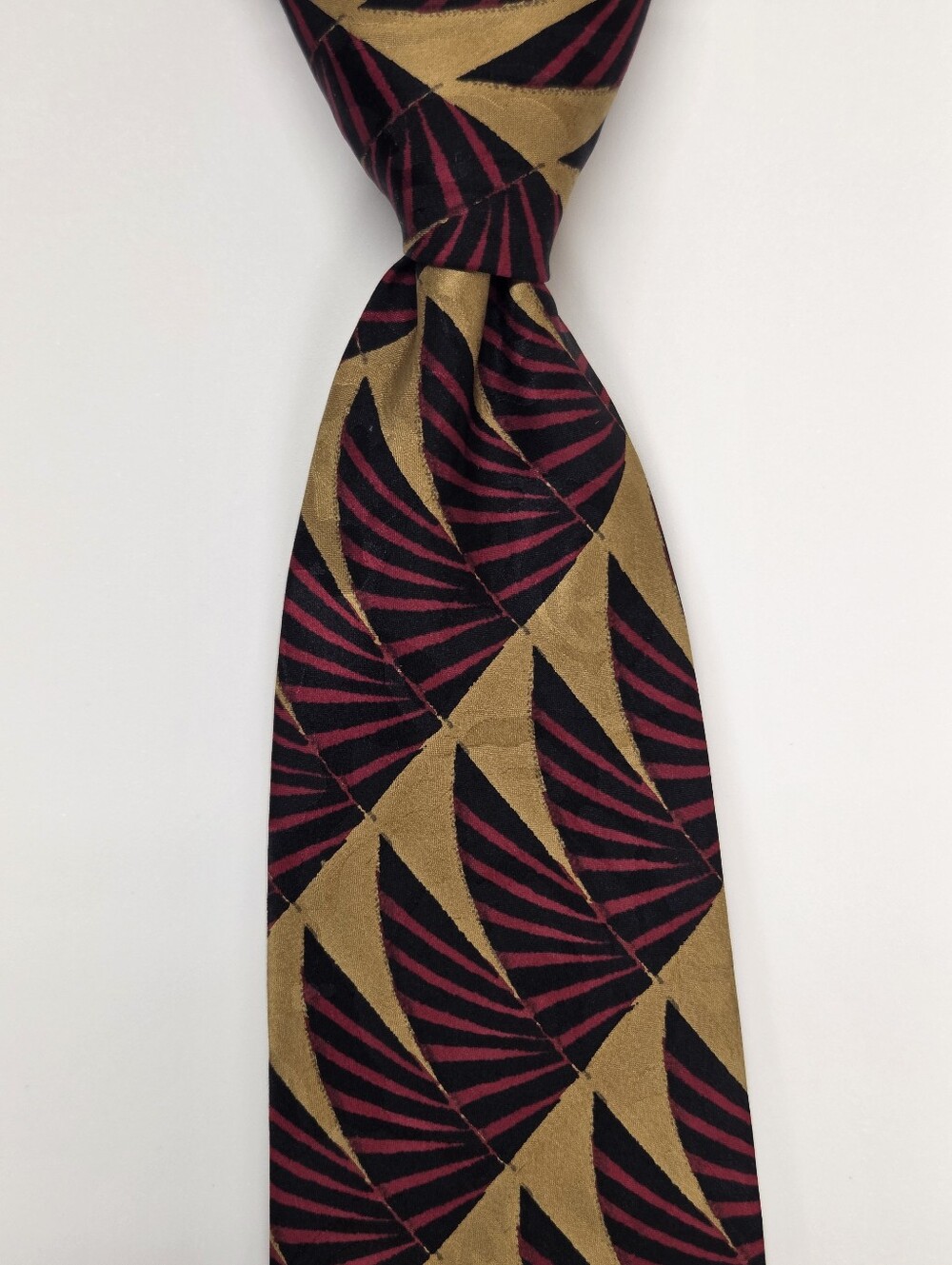VTG Robert Talbott Studio Silk Tie Carmel Valley Gold Black Burgundy Geometric